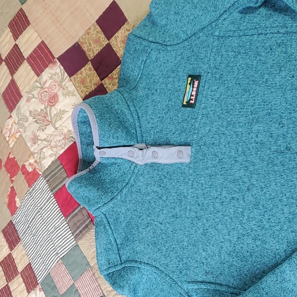 Ladies L.L.Bean Teal & Grey Pullover Size Medium sweatshirt - Picture 2 of 5